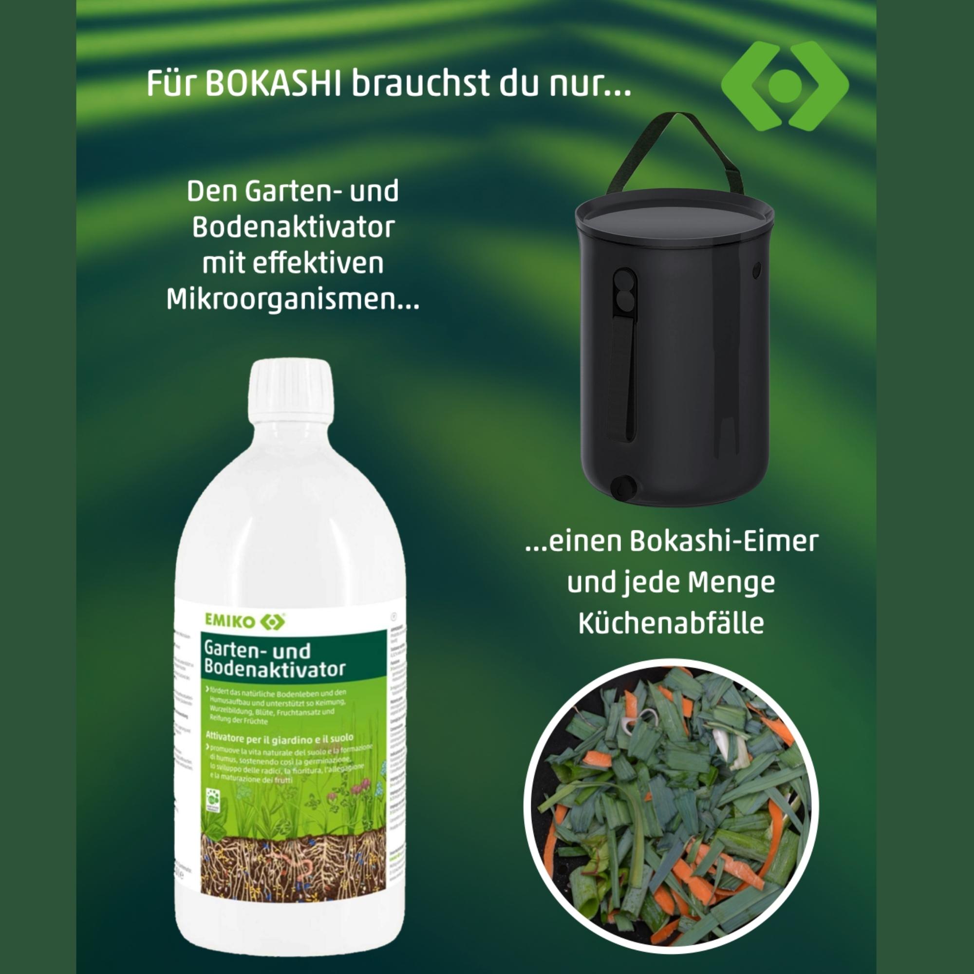 EM Bokashi Eimer Organko 2 schwarz 9,6 l - Fermentation von Garten- und Küchenabfällen