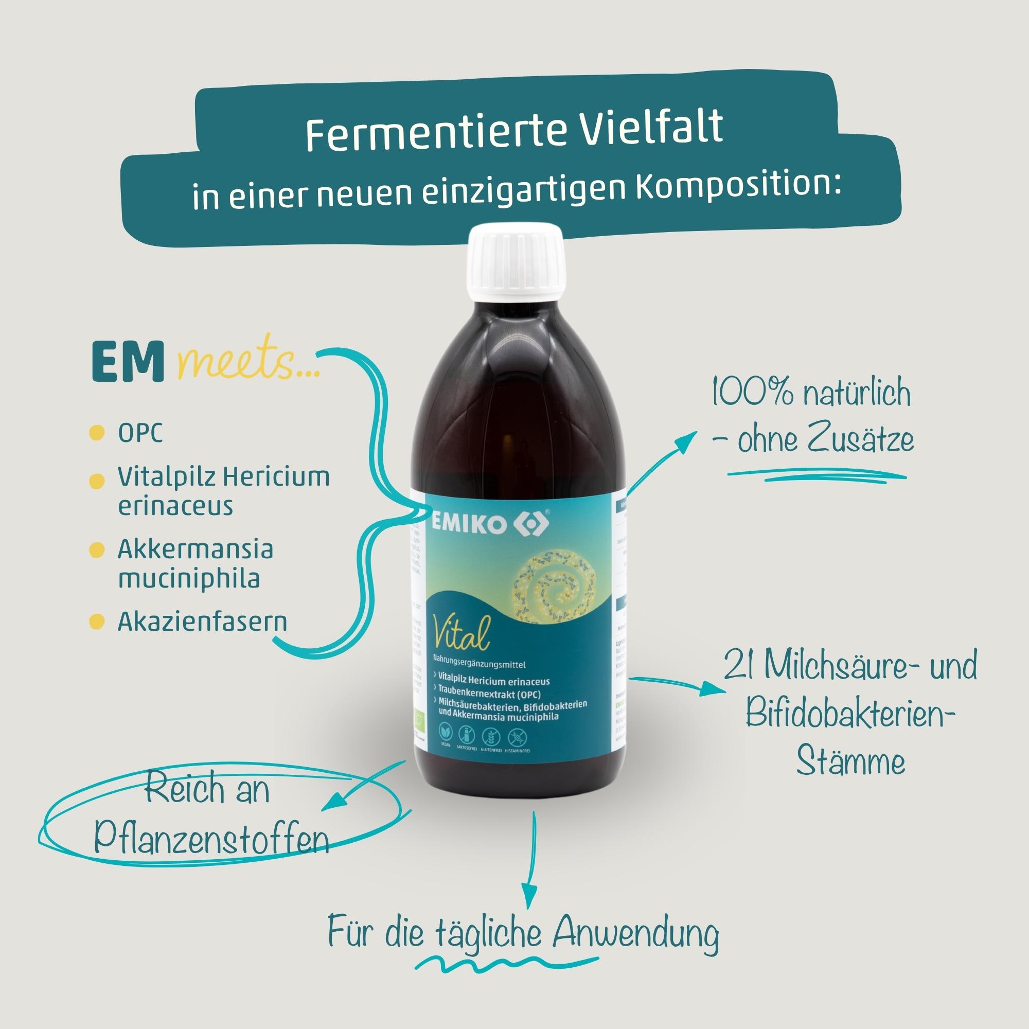 EMIKO Vital - Bio Fermentationsgetränk mit OPC & Vitalpilzen