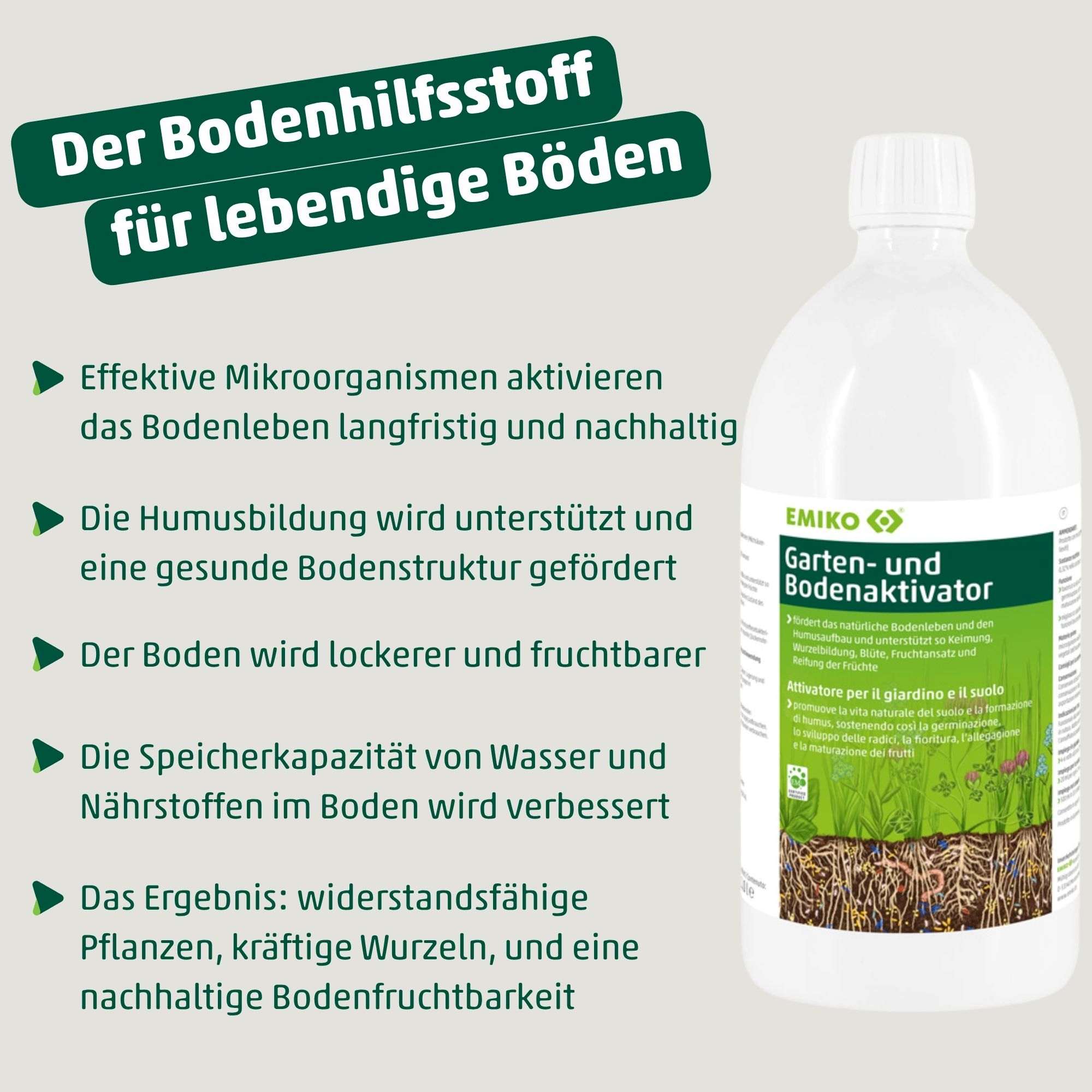 Garten- und Bodenaktivator - Flüssiger Bodenhilfsstoff mit Effektiven Mikroorganismen