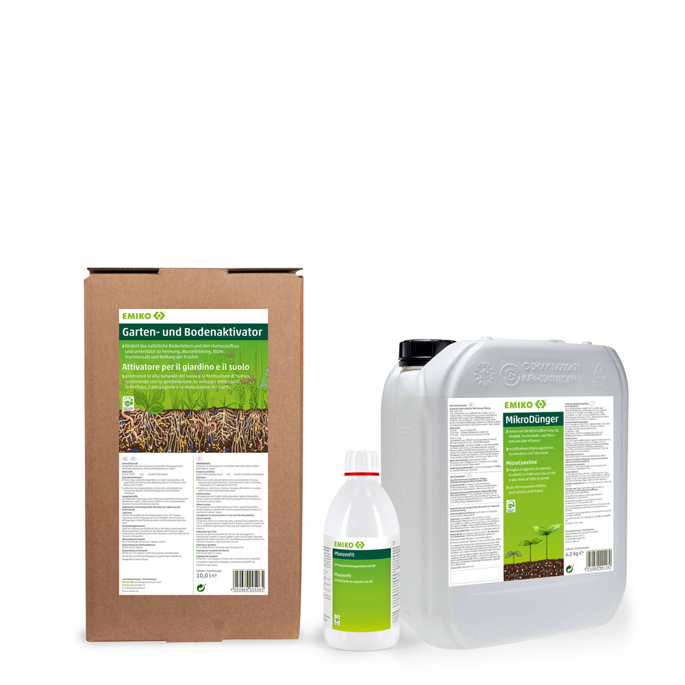 Garten-Paket für große Gärten - EM Set mit Bodenaktivator, Dünger & Pflanzenstärkung im Großgebinde