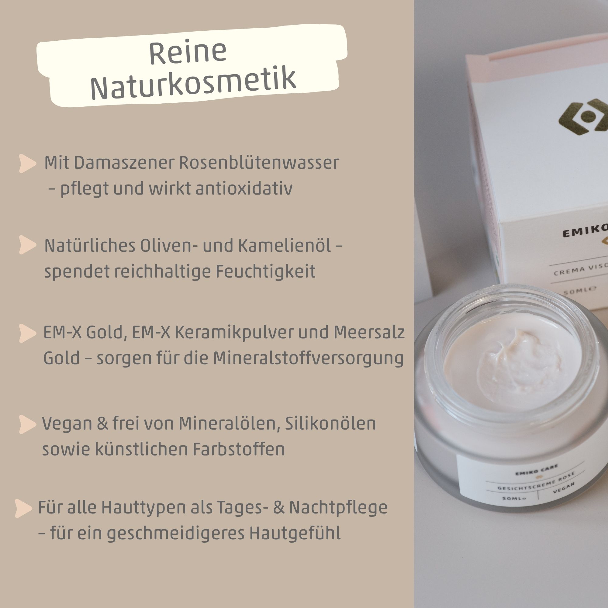 EMIKOCare Gesichtscreme Rose - Intensive natürliche Pflege