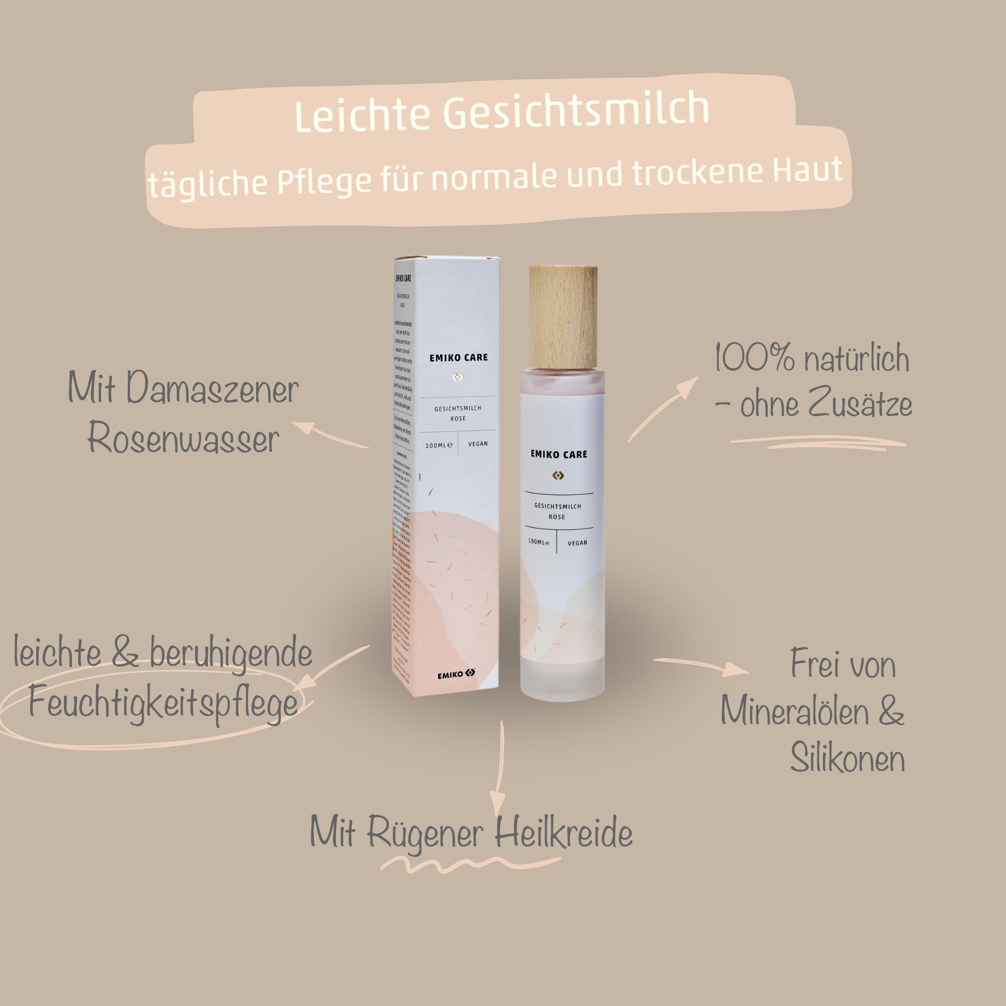 EMIKOCare Gesichtsmilch Rose - Leichte natürliche Pflege