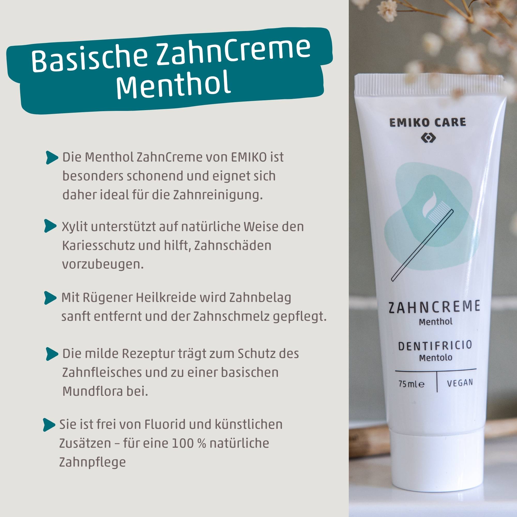 EMIKOCare ZahnCreme Menthol - Rügener Heilkreide für ein basisches Mundmilieu