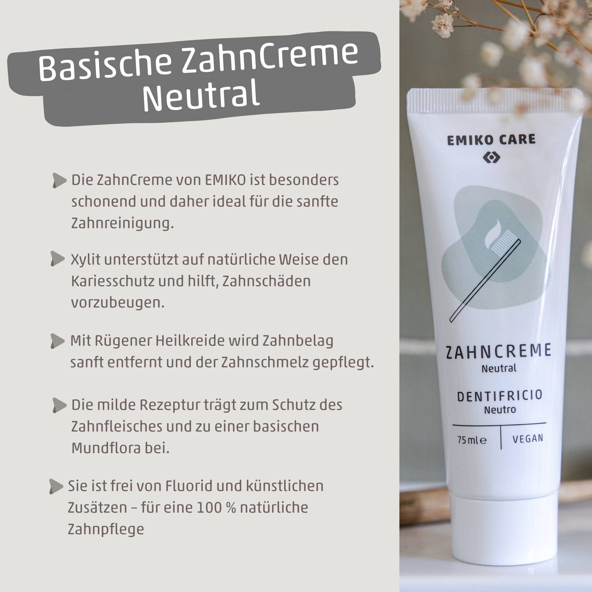 EMIKOCare ZahnCreme Neutral - Rügener Heilkreide für ein basisches Mundmilieu