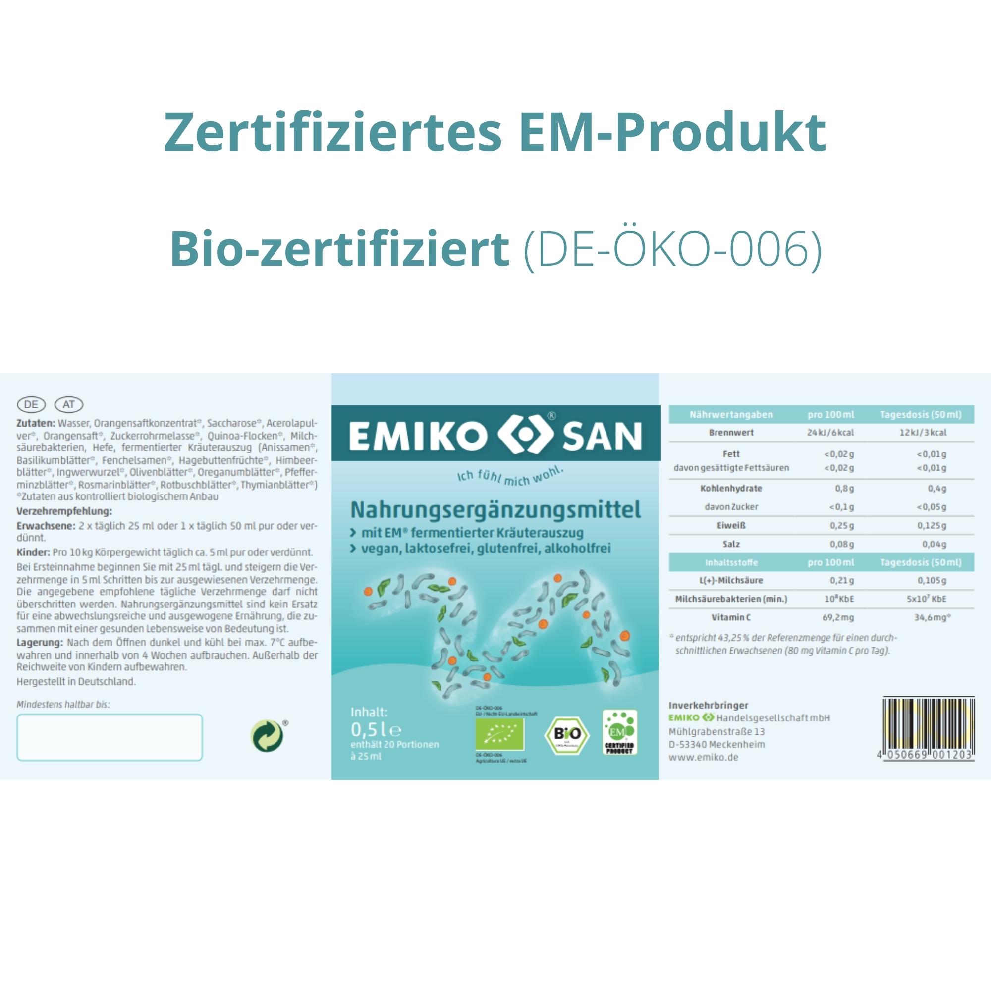 EMIKOSAN - Bio Fermentationsgetränk mit Milchsäurebakterien und Vitamin C
