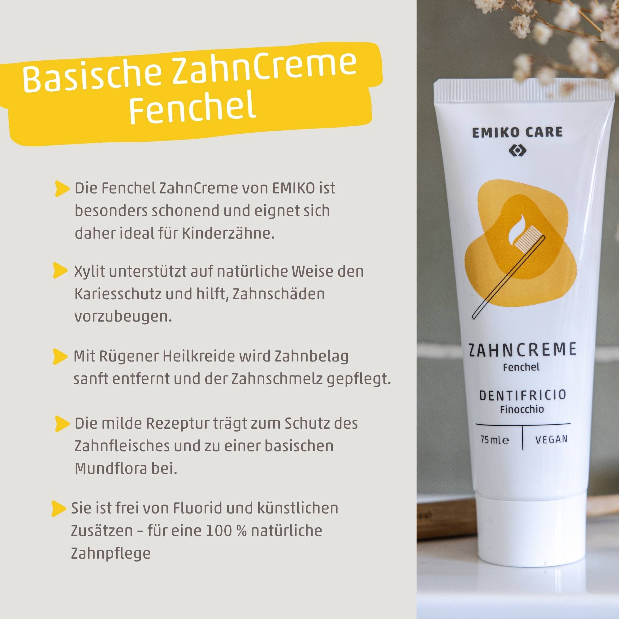 EMIKOCare ZahnCreme Fenchel - Rügener Heilkreide für ein basisches Mundmilieu